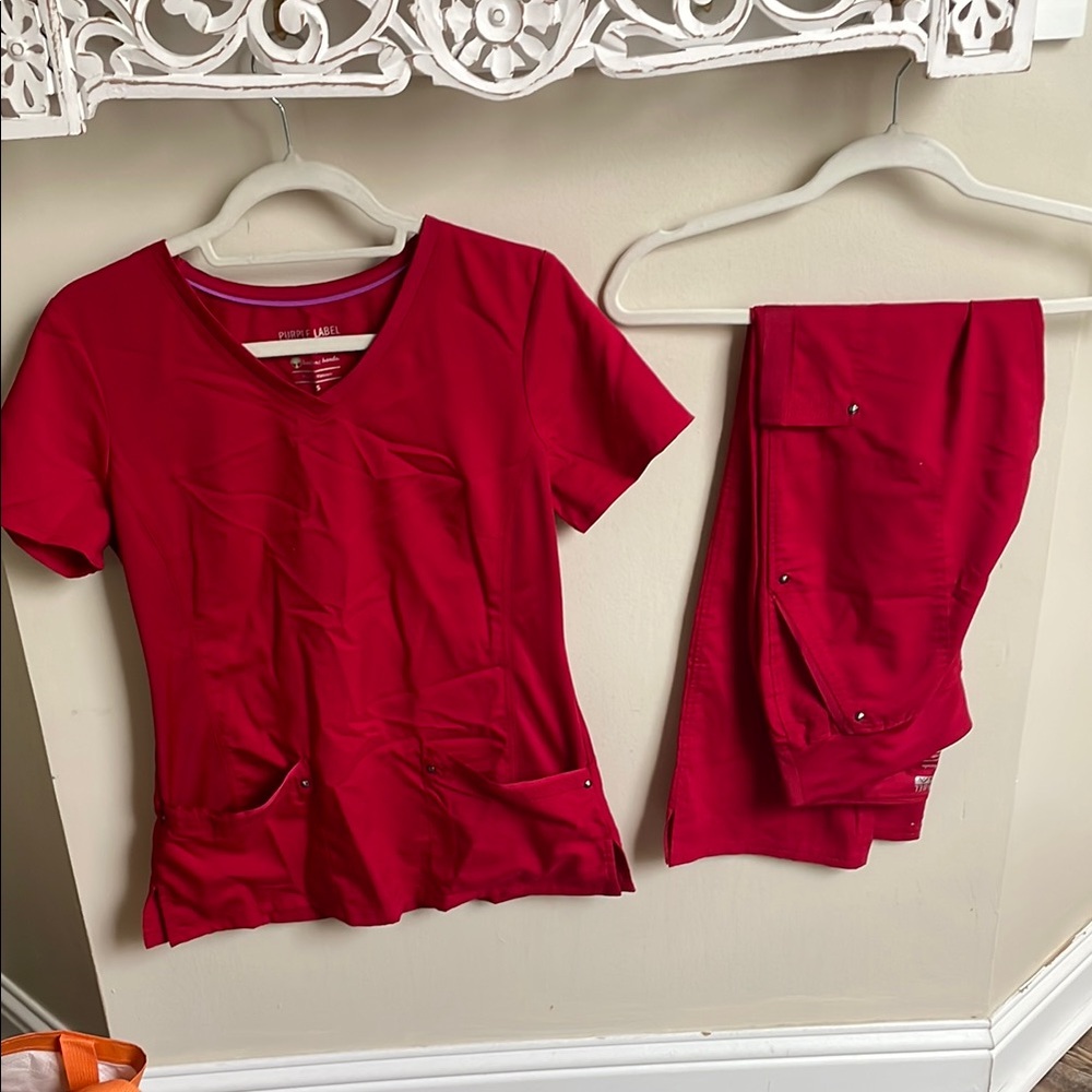 Purple label yoga Red Scrub Set